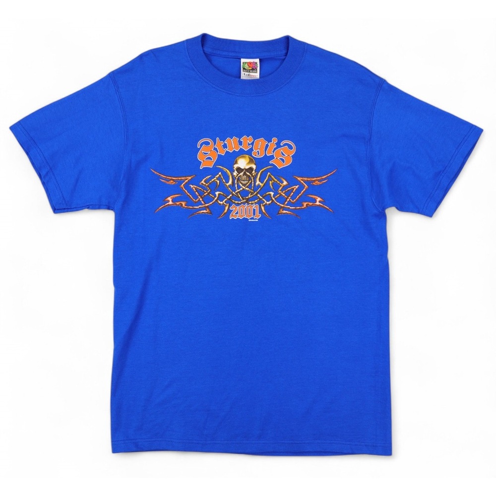 Vintage‎ Fruit Of The Loom Sturgis Shirt Mens Medium Blue 2001 Y2K